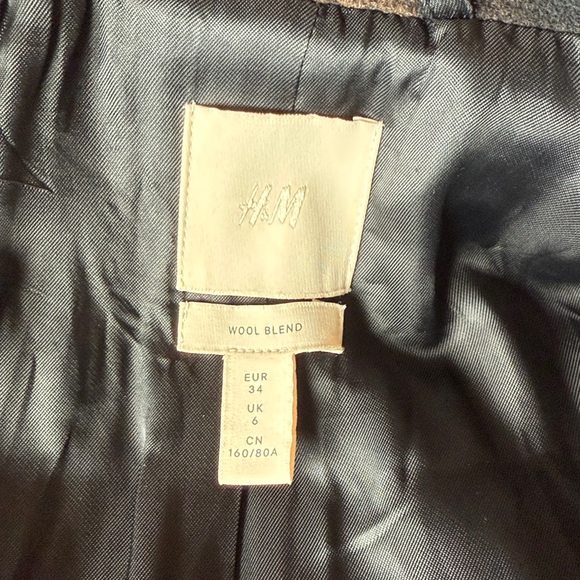 H&M Black & Brown Wool Blend Coat - Picture 4 of 5